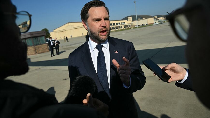 US Vice President JD Vance speaks to the media at Joint Base Andrews, Maryland on Oct. 27, 2026. 