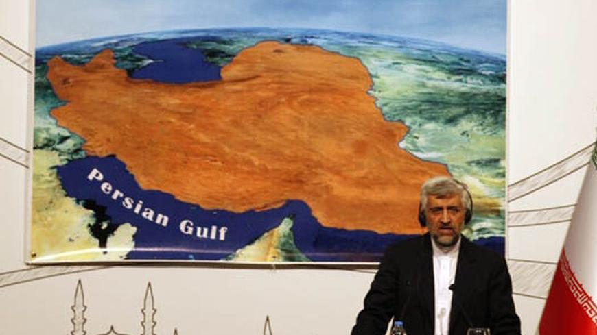 Iran's chief negotiator Saeed Jalili addresses a news conference after a meeting in Istanbul April 14, 2012. Jalili said progress was made during talks with six world powers on Saturday on Tehran's disputed nuclear programme and called for confidence-building measures when negotiations resume next month. REUTERS/Osman Orsal (TURKEY - Tags: POLITICS)