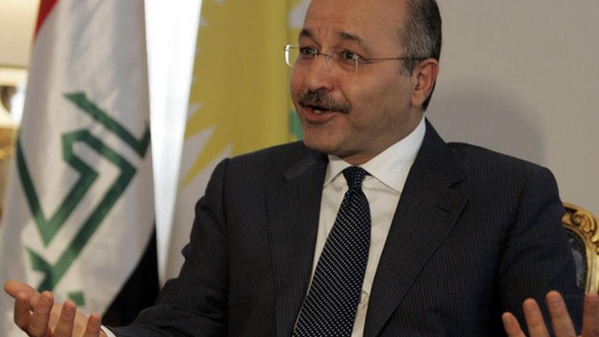 Iraq's Kurdistan region Prime Minister Barham Salih speaks during an interview with Reuters in Arbil, 310 km (193 miles) north of Baghdad July 19, 2010. Iraqi Kurdistan cabinet approved stricter measures including stepped-up border surveillance on Monday to stop any illegal trade in crude oil across the borders of the semi autonomous northern region, Salih said. Picture taken July 19, 2010. To match Interview IRAQ-OIL/KURDS   REUTERS/Azad Lashkari (IRAQ - Tags: ENERGY BUSINESS)