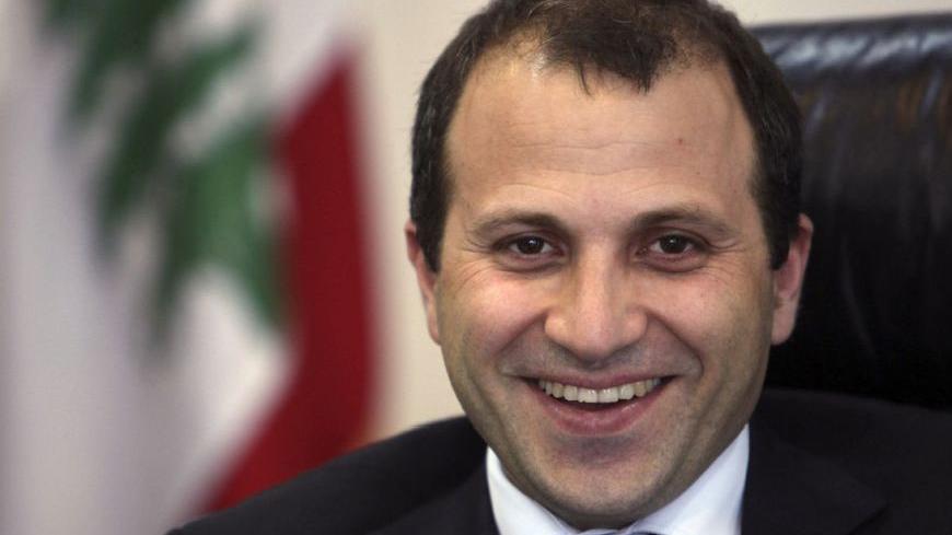 Lebanon's Minister of Energy and Water Gebran Bassil smiles during an inteview with Reuters at his office in Beirut June 14, 2010. REUTERS/ Cynthia Karam   (LEBANON - Tags: POLITICS)