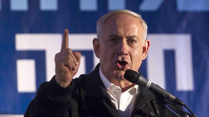 Israeli Prime Minister Benjamin Netanyahu speaks at a conference in the coastal city of Netanya, north of Tel Aviv January 13, 2013, ahead of the Israeli general election due January 22. REUTERS/ Baz Ratner (ISRAEL - Tags: POLITICS)