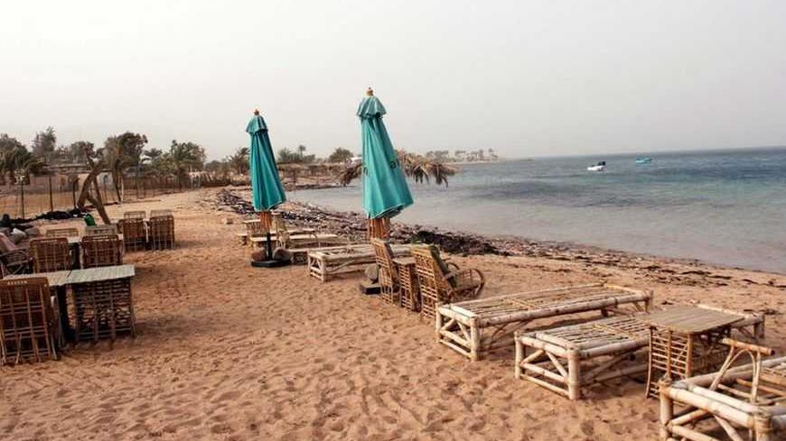 The private beach of Habiba Beach Camp in the Red Sea town Newiba, one of South Sinai's most popular destinations, has been empty for the past six months.