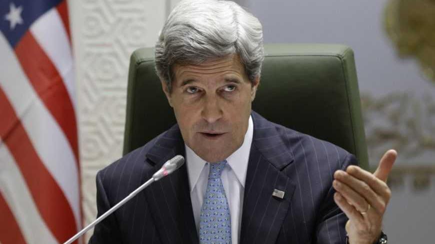 U.S. Secretary of State John Kerry speaks during a news conference with Prince Saud al-Faisal (not pictured) at the Ministry of Foreign Affairs in Riyadh March 4, 2013.   REUTERS/Jacquelyn Martin/Pool (SAUDI ARABIA - Tags: POLITICS) - RTR3EK39