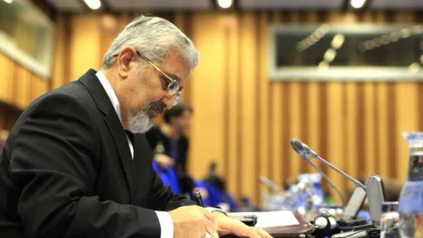 Iran's envoy to the International Atomic Energy Agency (IAEA) Ali Asghar Soltanieh writes notes as he attends the Board of Governors meeting at the UN atomic agency headquarters in Vienna, on March 6, 2013. Six world powers holding talks with Iran on its nuclear programme said Tuesday March 5, 2013 at a meeting of the UN atomic agency that they were "deeply concerned" by Tehran's recent atomic upgrades. AFP PHOTO / ALEXANDER KLEIN        (Photo credit should read ALEXANDER KLEIN/AFP/Getty Images)