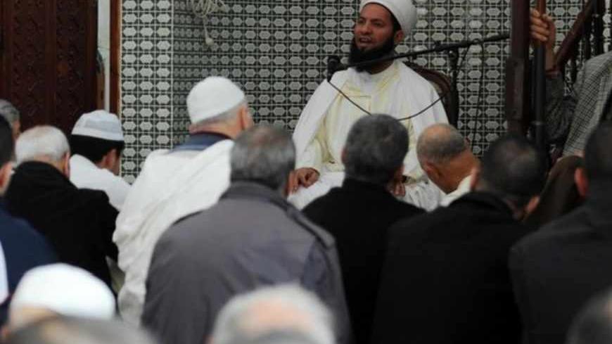 Sheikh Djelloul Hadjimi, the imam of the El Ouartilani mosque speaks during the Friday prayers on March 22, 2013 in Algiers. Hadjimi is the general secretary of the "National coordination of imams and officials for religious affairs", the first union of imams that was launched on March 17, 2013 to promote moderate Islam. AFP PHOTO FAROUK BATICHE        (Photo credit should read FAROUK BATICHE/AFP/Getty Images)