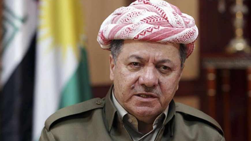 Kurdish Regional Government President Masoud Barzani smiles during an interview with Reuters in Arbil, about 350 km (220 miles) north of Baghdad June 2, 2013. Iraqi Kurdistan will be forced to seek a "new form of relations" with the central government in Baghdad if negotiations fail to resolve their disputes over oil and land, the president of the autonomous region said. Picture taken June 2, 2013.   REUTERS/Azad Lashkari (IRAQ - Tags: POLITICS CIVIL UNREST) - RTX10A6N