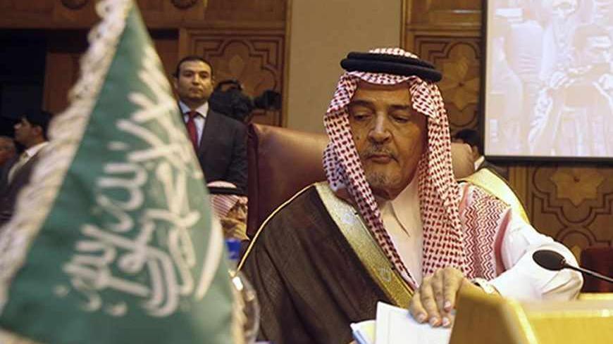 Saudi Arabia's Foreign Minister Prince Saud al-Faisal attends the opening of an Arab foreign ministers emergency meeting to discuss the Syrian crisis and the potential military strike on President Bashar al-Assad's regime, at the Arab League headquarters in Cairo, September 1, 2013. Saudi Arabia told fellow Arab League states on Sunday that opposing international intervention against the Syrian government would only encourage Damascus to use weapons of mass destruction. REUTERS/Amr Abdallah Dalsh  (EGYPT - 