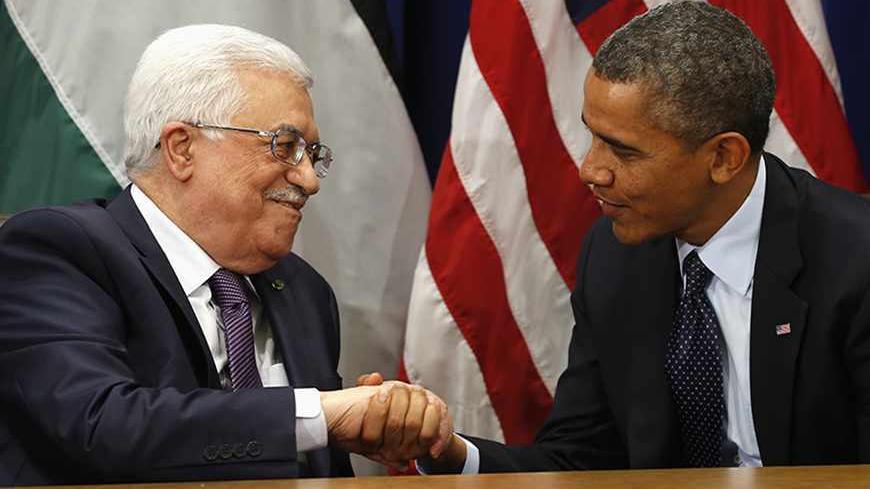 U.S. President Barack Obama (R) meets with Palestinian President Mahmoud Abbas during the United Nations General Assembly in New York September 24, 2013. 

REUTERS/Kevin Lamarque  (UNITED STATES - Tags: POLITICS) - RTX13Y4X