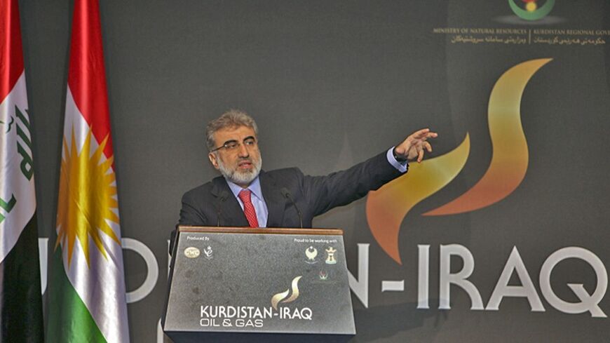 Turkey's Energy Minister Taner Yildiz speaks at the Iraq-Kurdistan Oil and Gas Conference at Arbil in Iraq's Kurdistan region, December 2, 2013. Turkey said on Monday it stood by a bilateral oil deal with Iraq's Kurdistan region that bypassed central government but wanted to win Baghdad's support by drawing it into the arrangement. Reuters reported that Turkey and Iraqi Kurdistan signed a multi-billion-dollar energy package last week, infuriating a central Baghdad government which claims sole authority over