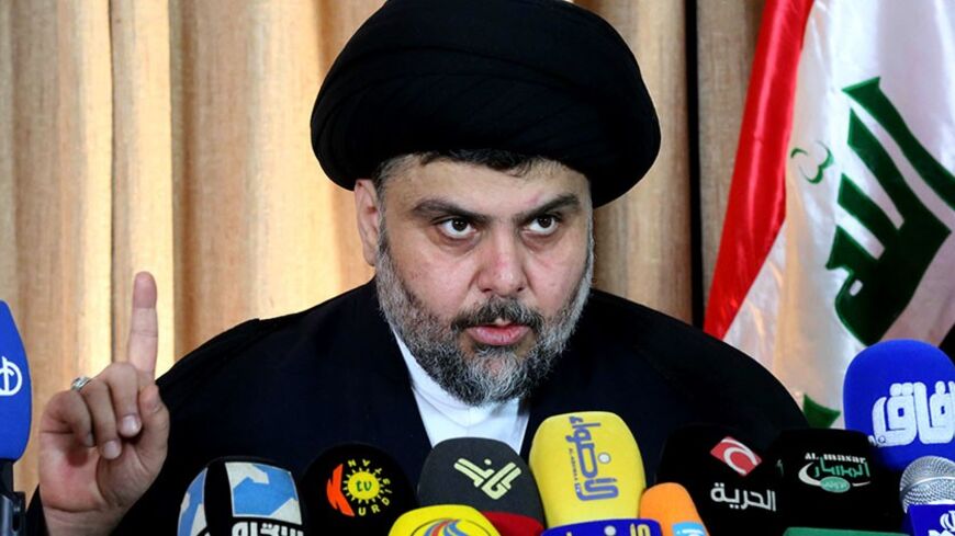 Shi'ite Muslim cleric Moqtada al-Sadr speaks in Najaf, 160 km (99 miles) south of Baghdad, February 18, 2014. Sadr stuck to his decision to leave political life and dissolve his movement, saying that politics had become a way to inflict injustice. Sadr, who led revolts against U.S. forces in Iraq before their pullout and became a major influence in the government, initially announced his retirement on Saturday via a handwritten statement on his website.  REUTERS/Handout/Office of Moqtada al-Sadr (IRAQ - Tag