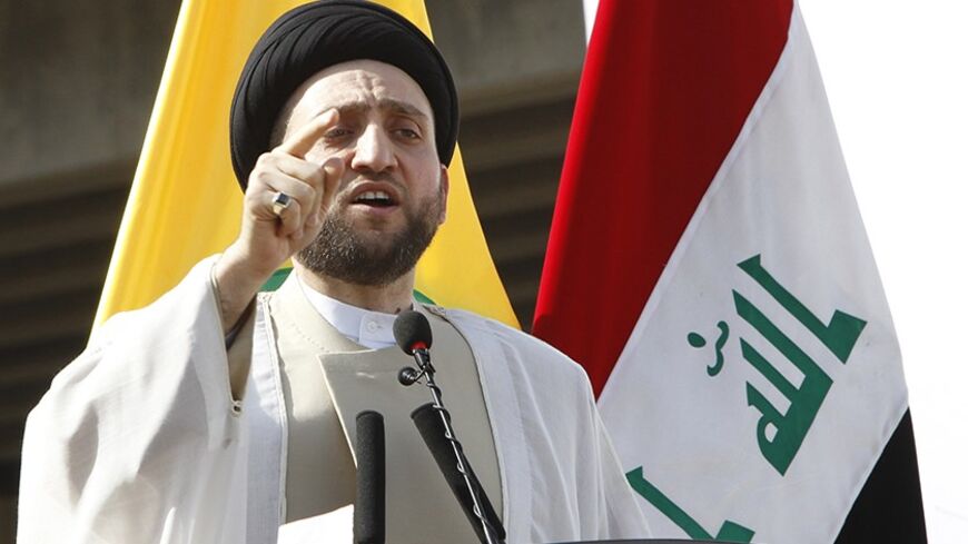 Ammar al-Hakim, leader of the Islamic Supreme Council of Iraq (ISCI), gives a speech during prayers for the Muslim festival of Eid al-Fitr in Baghdad August 31, 2011.   REUTERS/Saad Shalash (Iraq - Tags: RELIGION POLITICS) - RTR2QKCR