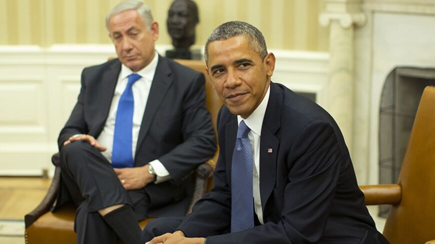 U.S. President Barack Obama meets with Israeli Prime Minister Benjamin Netanyahu in the Oval Office of the White House in Washington, September 30, 2013.      REUTERS/Jason Reed  (UNITED STATES - Tags: POLITICS) - RTR3FG0U
