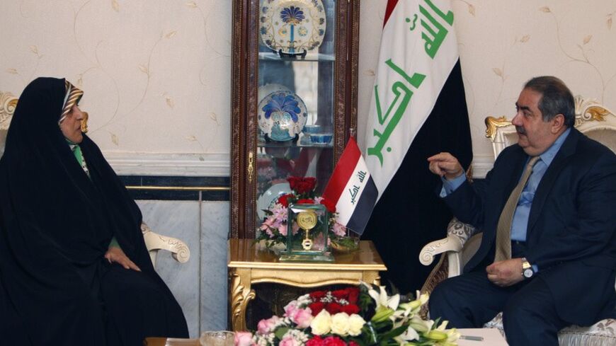 Iraq's Foreign Minister Hoshiyar Zebari (R) meets with Masoumeh Ebtekar, Vice President of the Islamic Republic of Iran, in Baghdad February 2, 2014.  REUTERS/Ahmed Saad (IRAQ - Tags - Tags: POLITICS) - RTX184QG