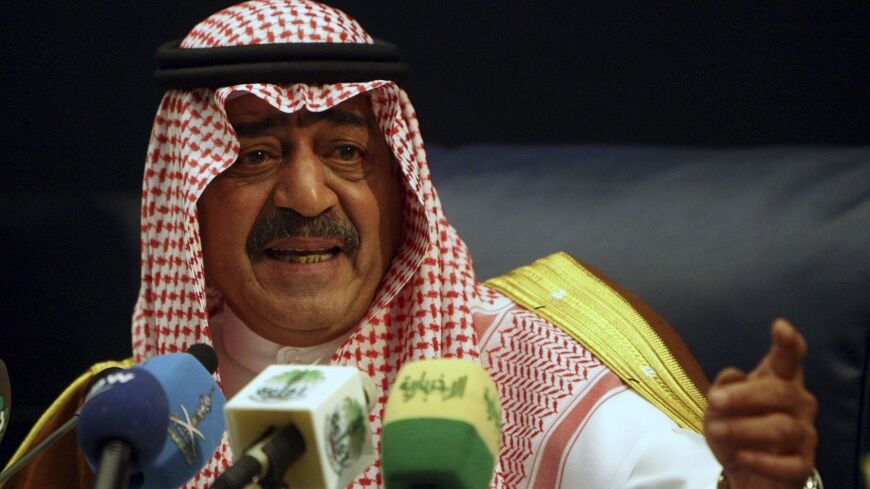 Saudi's intelligence chief Prince Muqrin bin Abdul-Aziz, brother of Saudi's King Abdullah, gestures during a news conference in Riyadh November 24, 2007.   REUTERS/ Ali Jarekji (SAUDI ARABIA - Tags: POLITICS HEADSHOT) - RTR33OJ3