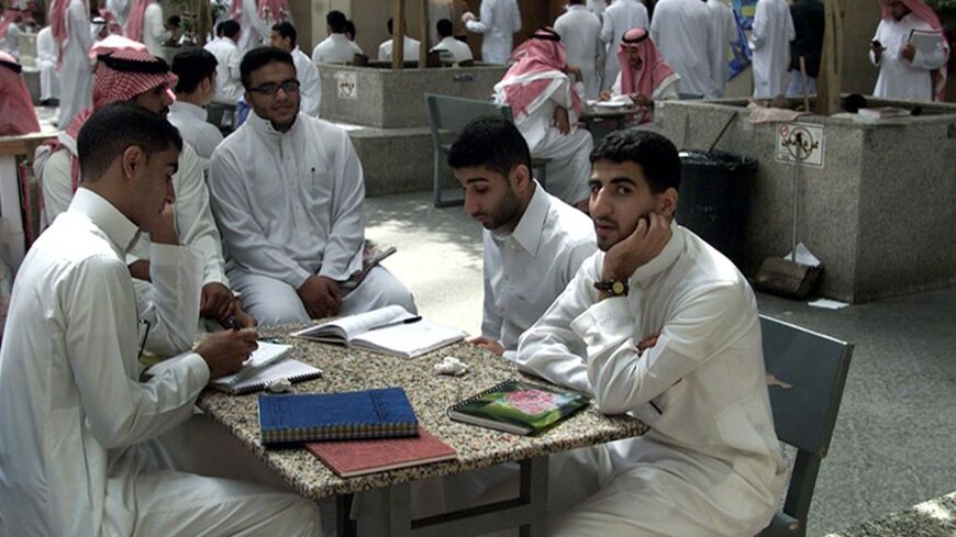 Saudi students gather at an outdoor cafe at King Saud University in
Riyadh October 30, 2002. The university is one of several major
educational institutions turning out thousands of graduates every year
in search of jobs. The government is stepping up efforts at
"Saudization" in a country where a third of the workforce is foreign
and unemployment among Saudis is running anywhere between eight to 12
percent. REUTERS/Ali Jarekji

AJ/WS - RTRD1E3
