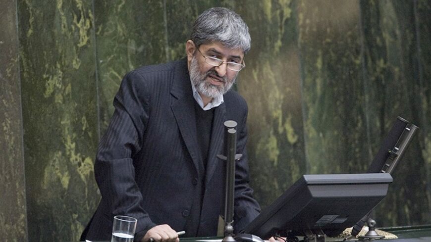 EDITORS' NOTE: Reuters and other foreign media are subject to Iranian restrictions on leaving the office to report, film or take pictures in Tehran.

Iranian lawmaker Ali Motahari speaks in the Iranian parliament in Tehran November 15, 2009. REUTERS/Morteza Nikoubazl (IRAN POLITICS) - RTXQRB3