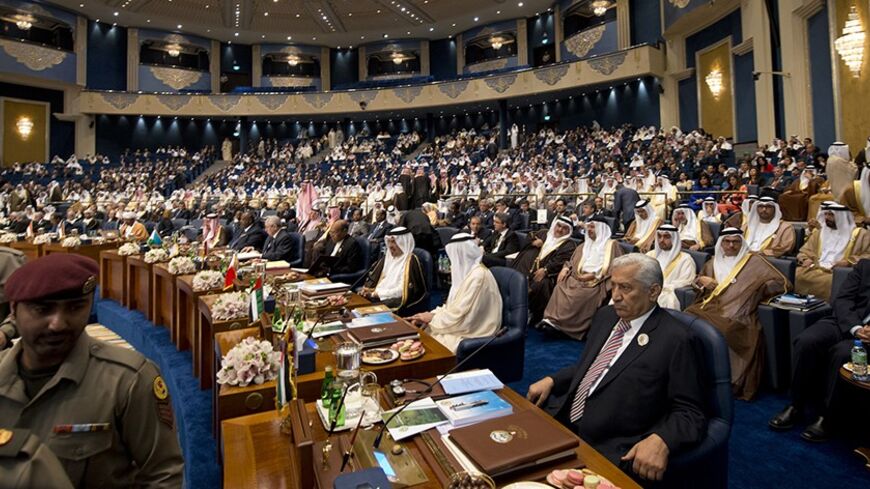 A general view of the opening ceremony of the 25th Arab League Summit, hosted by Kuwait Emir Sheikh Sabah al-Ahmed al-Sabah (not shown) in Bayan Palace, Kuwait March 25, 2014. REUTERS/Stephanie McGehee (KUWAIT - Tags: POLITICS ROYALS) - RTR3IGV0