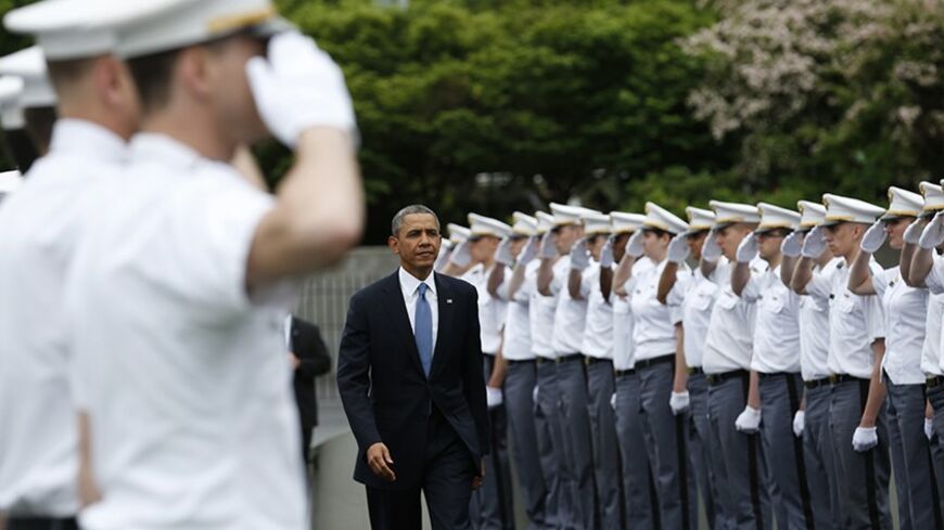 U.S. President Barack Obama arrives for the commencement ceremony at the United States Military Academy at West Point, New York, May 28, 2014. Obama's commencement address here is the first in a series of speeches that he and top advisers will use to explain U.S. foreign policy in the aftermath of conflicts in Iraq and Afghanistan and lay out a broad vision for the rest of his presidency. 

REUTERS/Kevin Lamarque  (UNITED STATES - Tags: POLITICS MILITARY) - RTR3R8N7