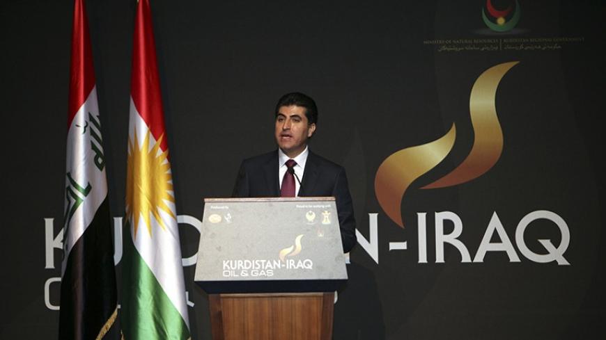 Iraq's Kurdistan Prime Minister Nechirvan Barzani speaks at the Iraq-Kurdistan Oil and Gas Conference at Arbil in Iraq's Kurdistan region, December 2, 2013. Turkey said on Monday it stood by a bilateral oil deal with Iraq's Kurdistan region that bypassed central government but wanted to win Baghdad's support by drawing it into the arrangement. Reuters reported that Turkey and Iraqi Kurdistan signed a multi-billion-dollar energy package last week, infuriating a central Baghdad government which claims sole au