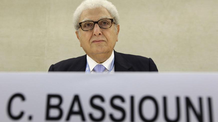 Egyptian-born war crimes expert and Chair of the International Commission of Inquiry, Cherif Bassiouni is pictured before the presentation of his report on alleged violations of international human rights law in Libya, to the Human Rights Council at the United Nations in Geneva June 9, 2011.  REUTERS/Denis Balibouse (SWITZERLAND - Tags: POLITICS CRIME LAW) - RTR2NHDX
