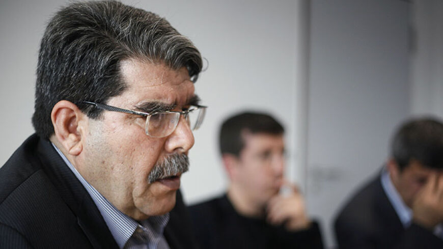 Saleh Muslim, head of the Kurdish Democratic Union Party (PYD), is seen during a Reuters interview in Berlin April 18, 2013.  Bombings of Kurdish areas in Syria suggest that Syrian Kurds, long detached from the revolt against President Bashar al-Assad, are increasingly being targeted by his forces after they struck deals with rebels fighting to topple him, Muslim said. To match Interview SYRIA-CRISIS/KURDS REUTERS/Wolfgang Rattay (GERMANY - Tags: POLITICS CIVIL UNREST PROFILE) - RTXYR77