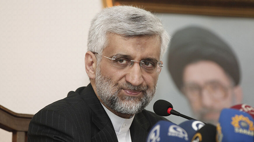 Iran's chief negotiator Saeed Jalili attends a news conference at the Iranian Consulate in Istanbul May 16, 2013. Iran is prepared to pursue nuclear diplomacy with world powers before or after next month's presidential election in the Islamic Republic, its chief negotiator said on Thursday.  REUTERS/Osman Orsal (TURKEY - Tags: POLITICS TPX IMAGES OF THE DAY) - RTXZOPK