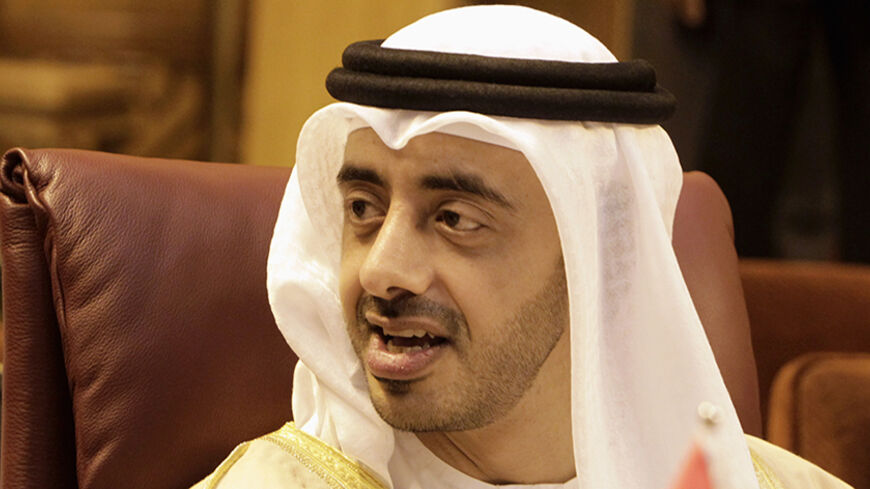 United Arab Emirates Minister of Foreign Affairs Sheikh Abdullah bin Zayed Al Nahyan attends an Arab League Foreign Ministers emergency meeting at the League's headquarters in Cairo, December 21, 2013. Deadly violence in the West Bank has increased in recent months and at least 19 Palestinians and four Israelis have been killed since U.S.-backed Israeli-Palestinian peace talks resumed in July after a three-year break.    REUTERS/ Mohamed Abd El Ghany (EGYPT - Tags: POLITICS CIVIL UNREST) - RTX16QIT