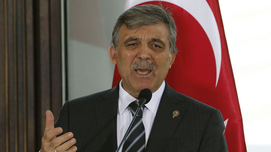 Turkey's President Abdullah Gul speaks during a news conference at the 2014 Tbilisi Summit May 6, 2014. REUTERS/David Mdzinarishvili (GEORGIA - Tags: POLITICS) - RTR3NZ3U