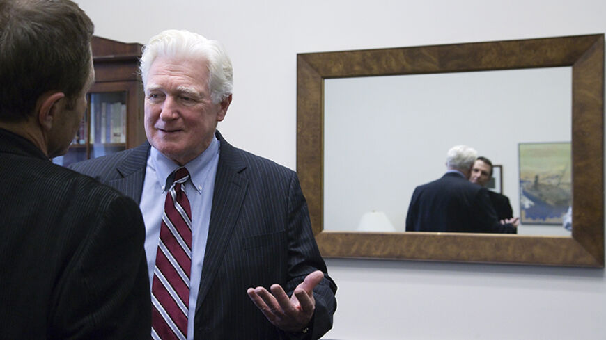 U.S. Representative Jim Moran (D-VA) talks to a television reporter during interviews in his office on Capitol Hill in Washington, January 15, 2014. Moran, a 12-term Virginia liberal, became on Wednesday the third member of his party this week to announce he will not seek re-election in November. REUTERS/Jonathan Ernst    (UNITED STATES - Tags: POLITICS) - RTX17FDA