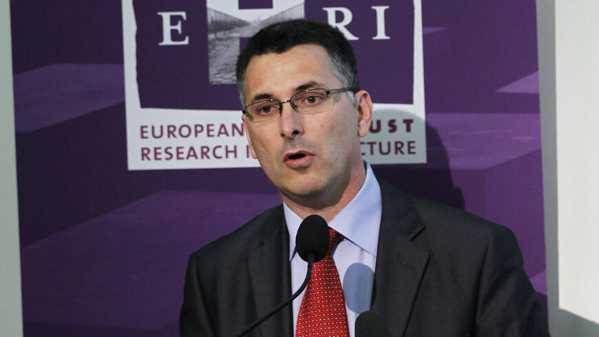 Israel's Education Minister Gideon Saar delivers a speech during the official launch of the European Holocaust Research Infrastructure (EHRI) in Brussels November 16, 2010.  REUTERS/Francois Lenoir (BELGIUM - Tags: EDUCATION POLITICS) - RTXUPFM