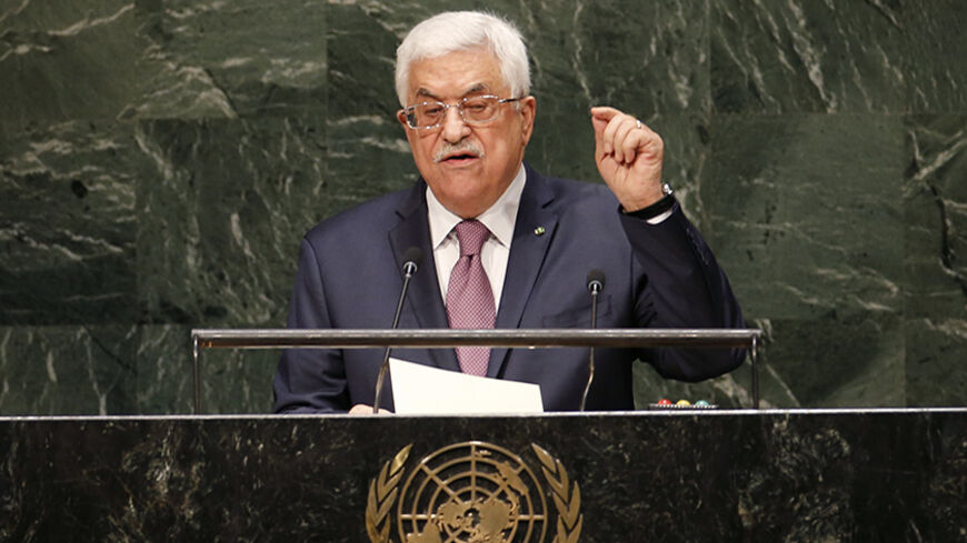 Palestinian President Mahmoud Abbas addresses the 69th United Nations General Assembly at United Nations Headquarters in New York September 26, 2014.  REUTERS/Mike Segar   (UNITED STATES - Tags: POLITICS) - RTR47UHT
