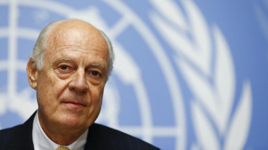 United Nations Special Envoy for Syria, Staffan de Mistura addresses his first news conference at the United Nations European headquarters in Geneva October 10, 2014.     REUTERS/Denis Balibouse (SWITZERLAND  - Tags: POLITICS HEADSHOT)   - RTR49NIS