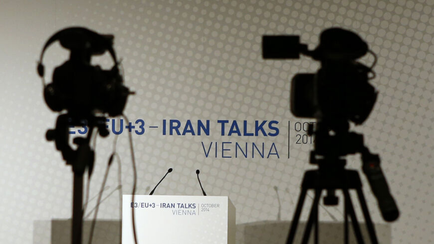Video cameras are set up for a news conference prior to a meeting between EU foreign policy chief Catherine Ashton and Iranian Foreign Minister Mohammad Javad Zarif in Vienna October 14, 2014. Iran does not expect a breakthrough in nuclear talks with the United States and the European Union this week but hopes they will help pave the way for a final deal, its foreign minister said on Tuesday.    REUTERS/Leonhard Foeger (AUSTRIA  - Tags: POLITICS ENERGY)   - RTR4A499