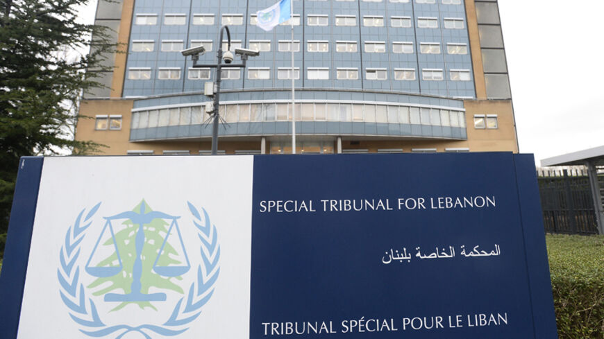 A view of a sign on the exterior of the Special Tribunal for Lebanon in The Hague, The Netherlands, January 16, 2014. The trial in absentia of the four suspects accused of killing Lebanese statesman Rafiq al-Hariri opened in The Hague on Thursday, nine years after the bomb attack in which the former prime minister and 21 others died. REUTERS/Toussaint Kluiters/United Photos (NETHERLANDS - Tags: POLITICS CIVIL UNREST CRIME LAW) - RTX17G3K