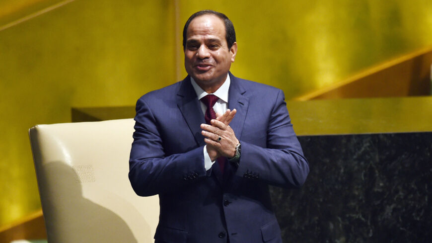 Egypt's President  Abdel Fattah Al Sisi arrives to speak during the 69th Session of the UN General Assembly at the United Nations in New York on September 24, 2014. AFP PHOTO/Jewel Samad        (Photo credit should read JEWEL SAMAD/AFP/Getty Images)