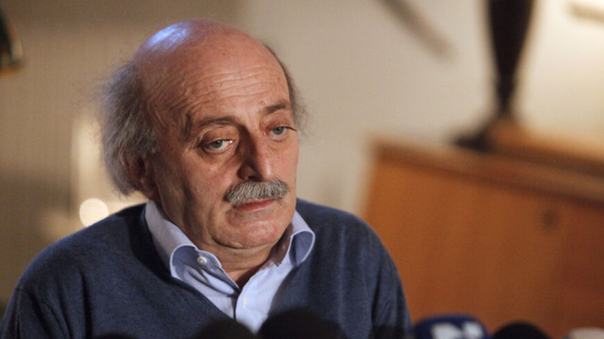 Lebanese Druze leader Walid Jumblatt speaks during a news conference at his residence in Beirut, January 21, 2011. Jumblatt said Friday his group was committed to support Hezbollah ahead of parliamentary talks Monday to pick a new prime minister. REUTERS/ Sharif Karim    (LEBANON - Tags: POLITICS) - RTXWVKI