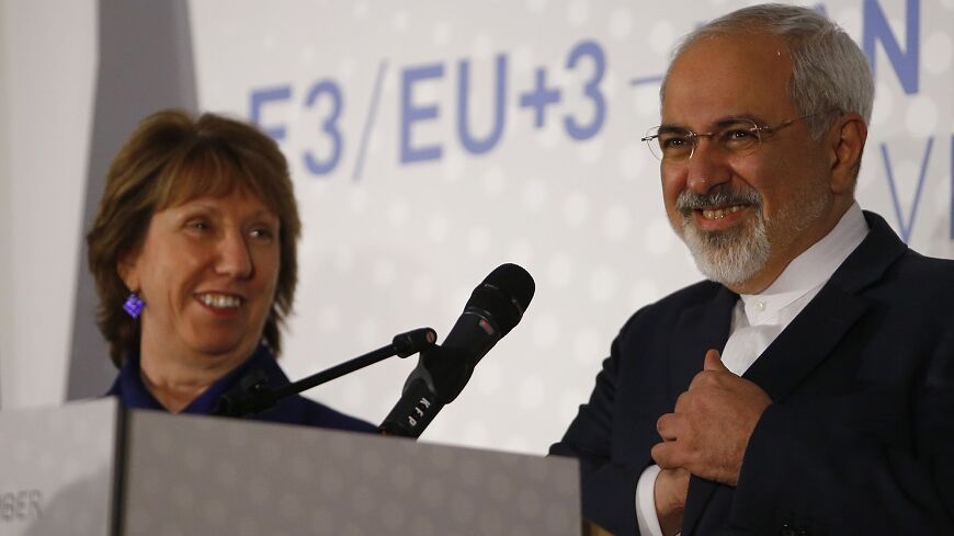Iranian Foreign Minister Javad Zarif and EU envoy Catherine Ashton address a news conference after a meeting in Vienna November 24, 2014. Iran and six powers failed for a second time this year on Monday to resolve their 12-year dispute over Tehran's nuclear ambitions and gave themselves seven more months to overcome the deadlock that has prevented them from clinching an historic deal.       REUTERS/Leonhard Foeger (AUSTRIA - Tags: POLITICS ENERGY) - RTR4FEIM