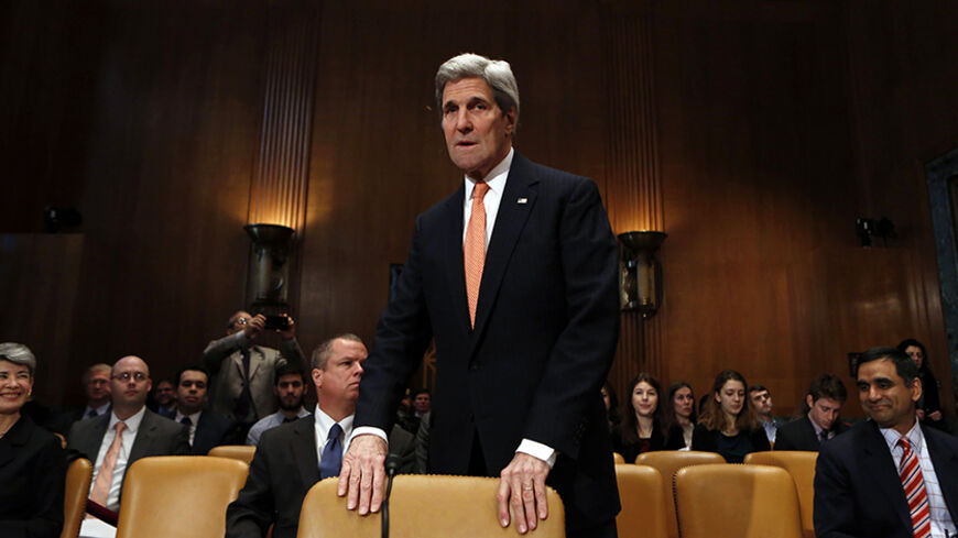 U.S. Secretary of State John Kerry arrives at a Senate Appropriations State, Foreign Operations and Related Programs Subcommittee hearing on review FY2016 funding request and budget justification for the State Department on Capitol Hill in Washington February 24, 2015. REUTERS/Yuri Gripas (UNITED STATES - Tags: POLITICS BUSINESS) - RTR4QYYX