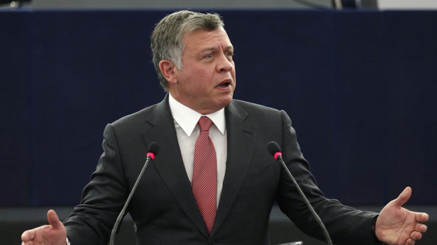 Jordan's King Abdullah addresses the European Parliament during a debate in Strasbourg, March 10, 2015.   REUTERS/Vincent Kessler (FRANCE - Tags: POLITICS ROYALS) - RTR4SQZH