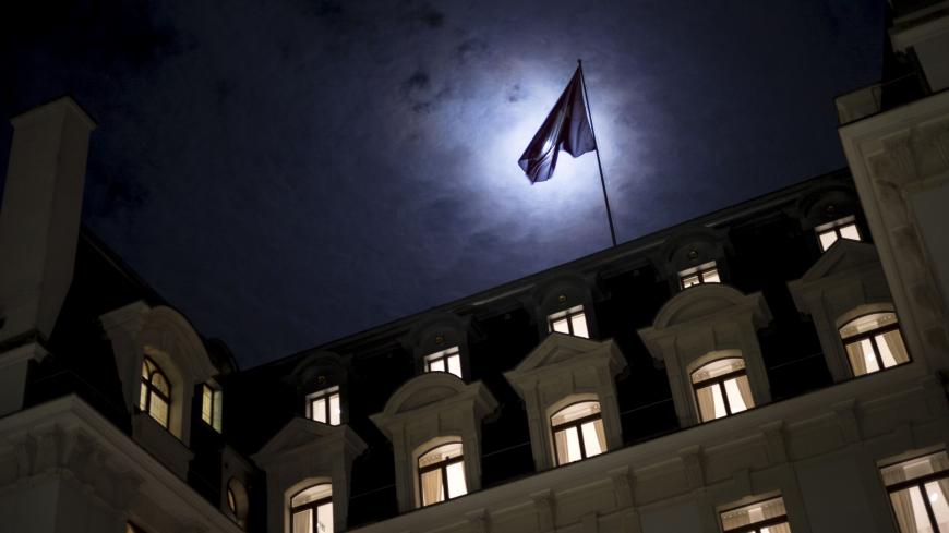 A late night view of the Beau Rivage Palace Hotel during an extended round of Iran nuclear talks in Lausanne, April 1, 2015.  Major powers and Iran negotiated into the early hours of Thursday on Tehran's nuclear programme two days past their deadline, with diplomats saying prospects for a preliminary agreement were finely balanced between success and collapse. Picture taken April 1, 2015. REUTERS/Brendan Smialowski/Pool      TPX IMAGES OF THE DAY      - RTR4VUES
