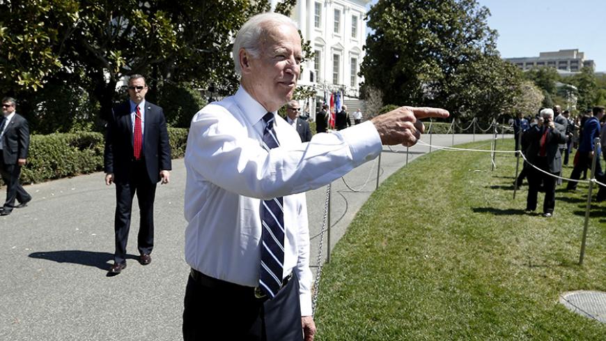 U.S. Vice President Joe Biden greets people after a Wounded Warrior Project's Soldier Ride event on the South Lawn at the White House in Washington April 16, 2015.  REUTERS/Jonathan Ernst - RTR4XN0Q
