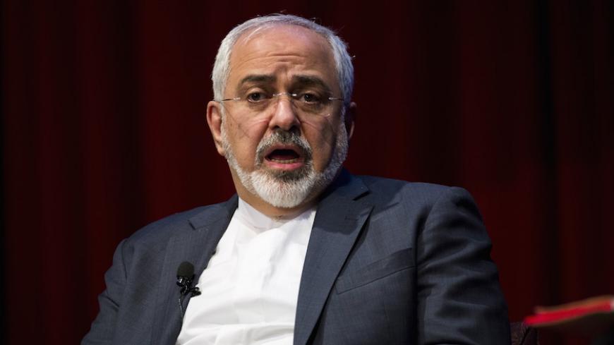 Iranian Foreign Minister Mohammad Javad Zarif speaks at the New York University (NYU) Center on International Cooperation in New York April 29, 2015. Iran's foreign minister on Wednesday offered assurances that Tehran is committed to maintaining freedom of navigation in the Persian Gulf in the aftermath of the seizure of a commercial ship by Iranian forces a day earlier. REUTERS/Lucas Jackson  - RTX1AULC