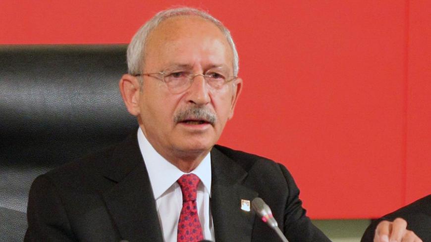 Kemal Kilicdaroglu, leader of Turkey's main opposition Republican Peoples Party (CHP), speaks to the press before a meeting in Ankara on June 15, 2015 AFP PHOTO/ADEM ALTAN        (Photo credit should read ADEM ALTAN/AFP/Getty Images)