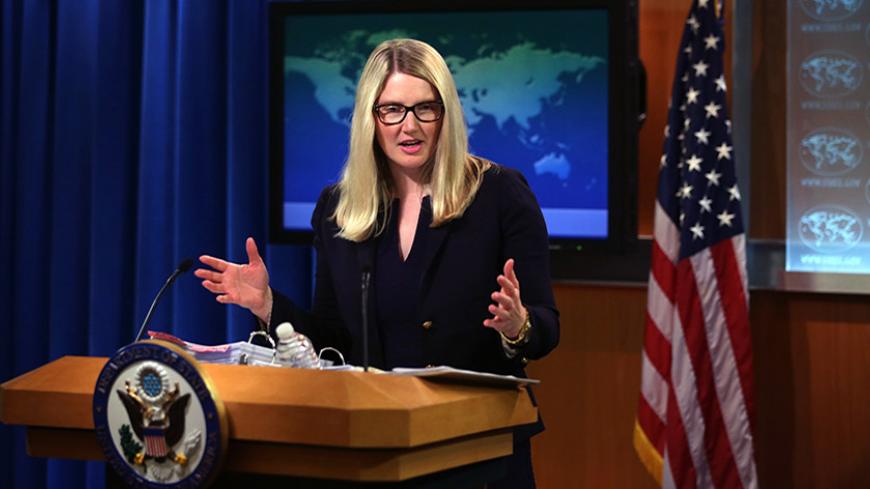 WASHINGTON, DC - APRIL 08:  Acting U.S. State Department spokesperson Marie Harf conducts a daily press briefing at the State Department April 8, 2015 in Washington, DC. Harf spoke on various topics including the Iran nuclear deal.  (Photo by Alex Wong/Getty Images)