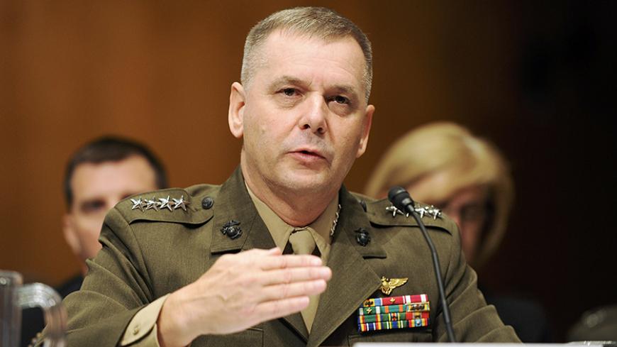 Vice Chairman of the Joint Chiefs of Staff U.S. Marine Corps Gen. James Cartwright testifies at a hearing of the Senate Armed Services Committee on the situations in Iraq and Afghanistan, on Capitol Hill in Washington September 23, 2008.  REUTERS/Jonathan Ernst   (UNITED STATES) - RTX8UA8