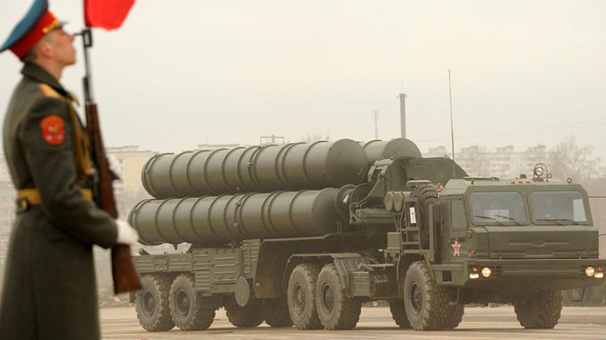 A Russian surface-to-air missile system S-300 PMU2 Favorit rolls during a rehearsal of the Victory Day Parade in Alabino, outside Moscow, on April 18, 2012. The parade will take place on the Red Square in Moscow on May 9 to commemorate the 1945 defeat of Nazi Germany. AFP PHOTO / KIRILL KUDRYAVTSEV (Photo credit should read KIRILL KUDRYAVTSEV/AFP/Getty Images)