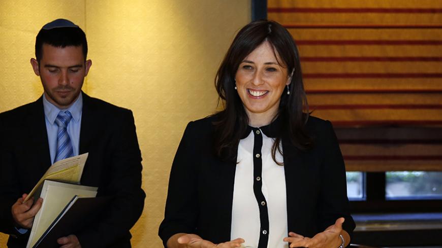 Israeli's Deputy Foreign Minister Tzipi Hotovely (R), waits for European Union foreign policy chief Federica Mogherini ahead of a meeting at Kind David Hotel on May 20, 2015. AFP PHOTO / GALI TIBBON        (Photo credit should read GALI TIBBON/AFP/Getty Images)