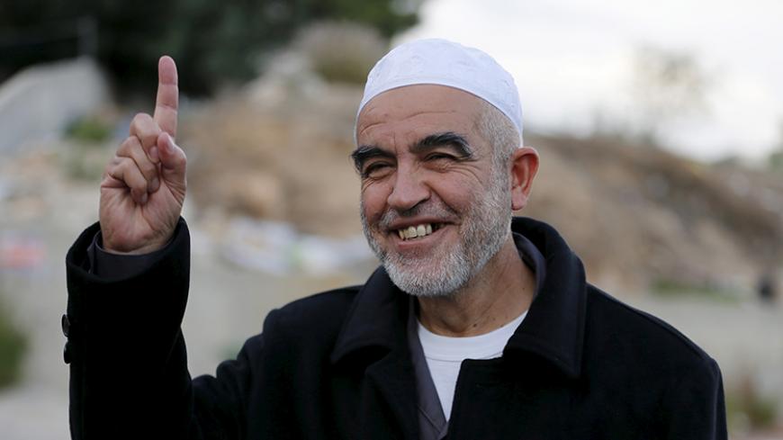 Sheikh Raed Salah, leader of the The Islamic Movement northern branch in Israel poses for a photo after Israel outlawed the Movement today in Nazareth, November 17, 2015. Israel on Tuesday outlawed an Islamist group it says has played a central role in stirring up violence over a Jerusalem holy site in a wave of bloodshed that began seven weeks ago. The decision by Israel's security cabinet, accompanied by police raids on the offices of the Islamic Movement's northern branch, were some of the strongest acti