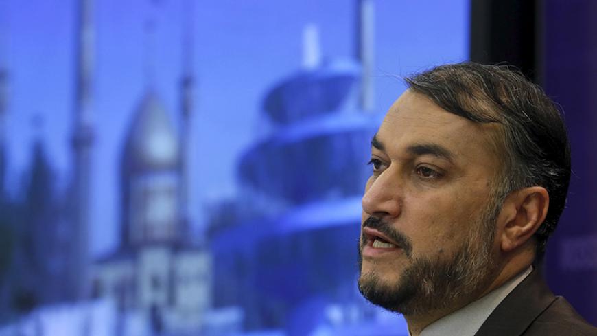 Iran's Deputy Foreign Minister Hossein Amir-Abdollahian speaks during a news conference in Moscow, Russia, September 22, 2015. Amir-Abdollahian said on Tuesday his country had no troops or military advisers in Syria or Yemen, the RIA news agency reported. REUTERS/Maxim Zmeyev - RTX1RTQL