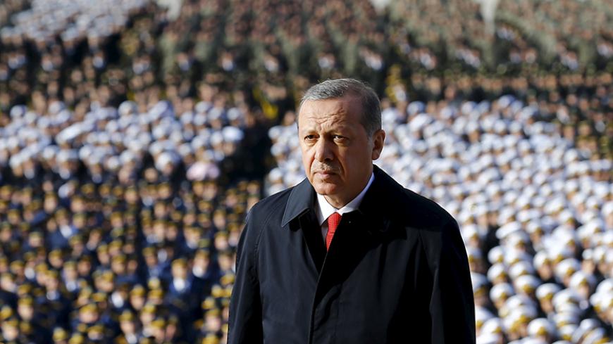 Turkey's President Tayyip Erdogan attends a Republic Day ceremony at Anitkabir, the mausoleum of modern Turkey's founder Ataturk, in Ankara, Turkey, October 29, 2015. Turkey marks the 92nd anniversary of the Turkish Republic. REUTERS/Umit Bektas  - RTX1TSXY